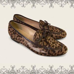 Vintage chic J.crew collection academy Leopard print calf hair loafers